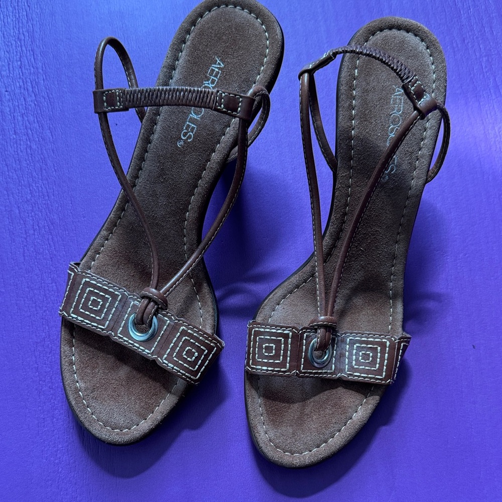 AEROSOLES Dark Brown Geometric Sandals